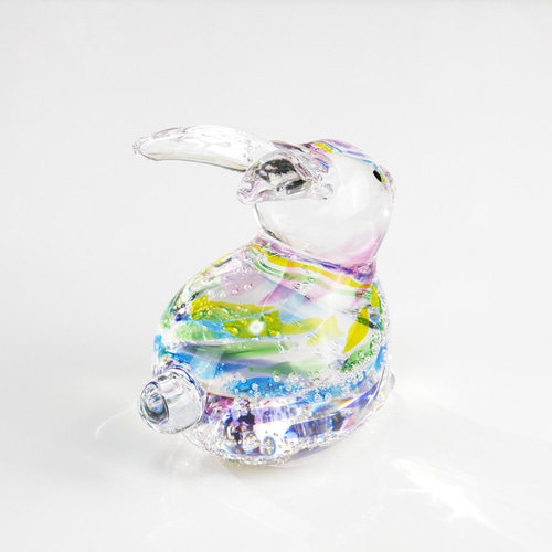 虹】うさぎ・縁起の良いガラスの置物・干支じゃなくてもカワイイ