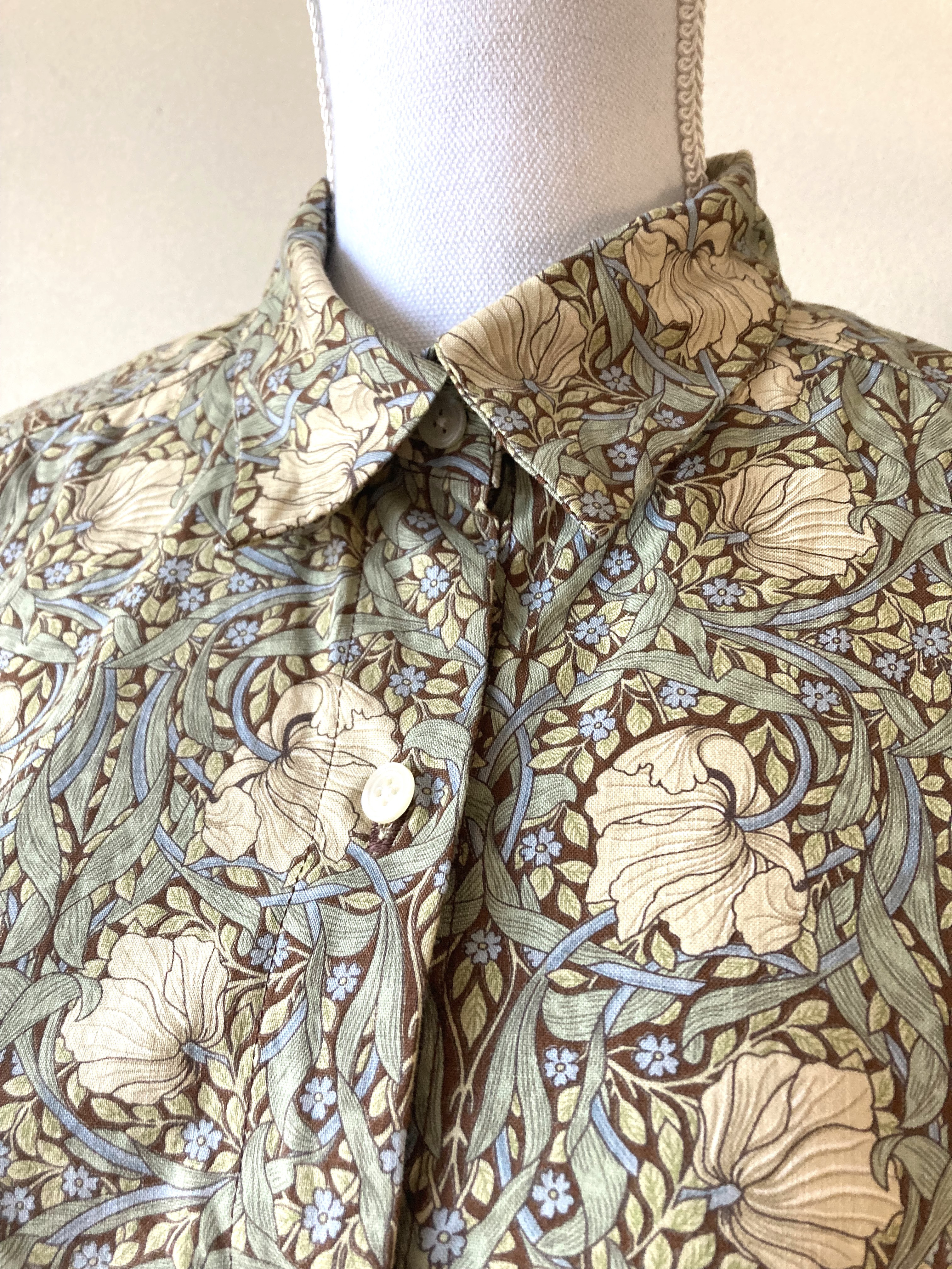 ＊ワイシャツ＊　ウィリアムモリス生地使用　ピンパーネル