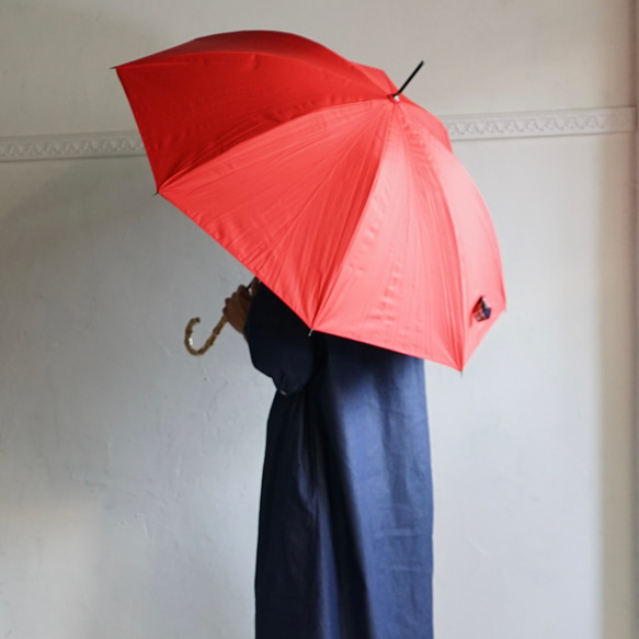 UVカット長傘 インド サリー リボン 紫外線99.9%カット 竹の傘 竹ハンドル 晴雨兼用 長傘 ALCEDO 7枚目の画像