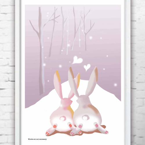ふたりの世界 うさぎ かわいい アート ポスター A4A3A2A1 アート