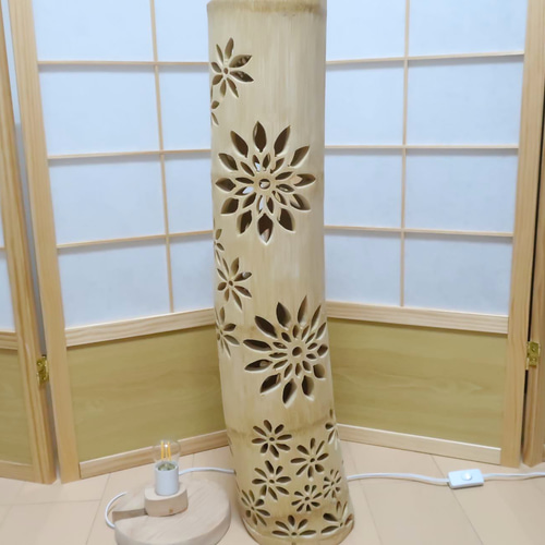 竹灯り・竹あかり・竹灯籠・竹灯篭・竹ランプ 繊細・全面彫り～～ 癒し