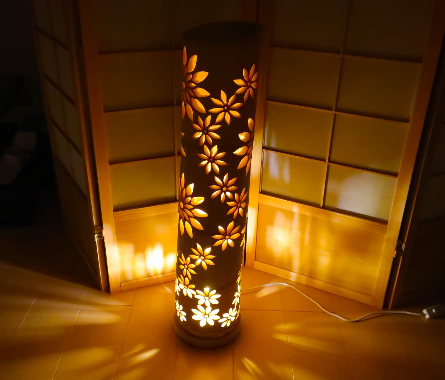 竹灯り・竹あかり・竹灯籠・竹灯篭・竹ランプ   繊細・全面彫り～～ 癒しの灯り★光竹光集★～～