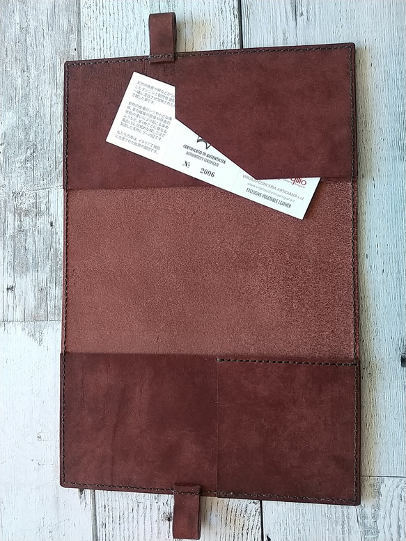 イタリア MARGOT D.brown で作成 B6サイズの手帳カバー 4枚目の画像