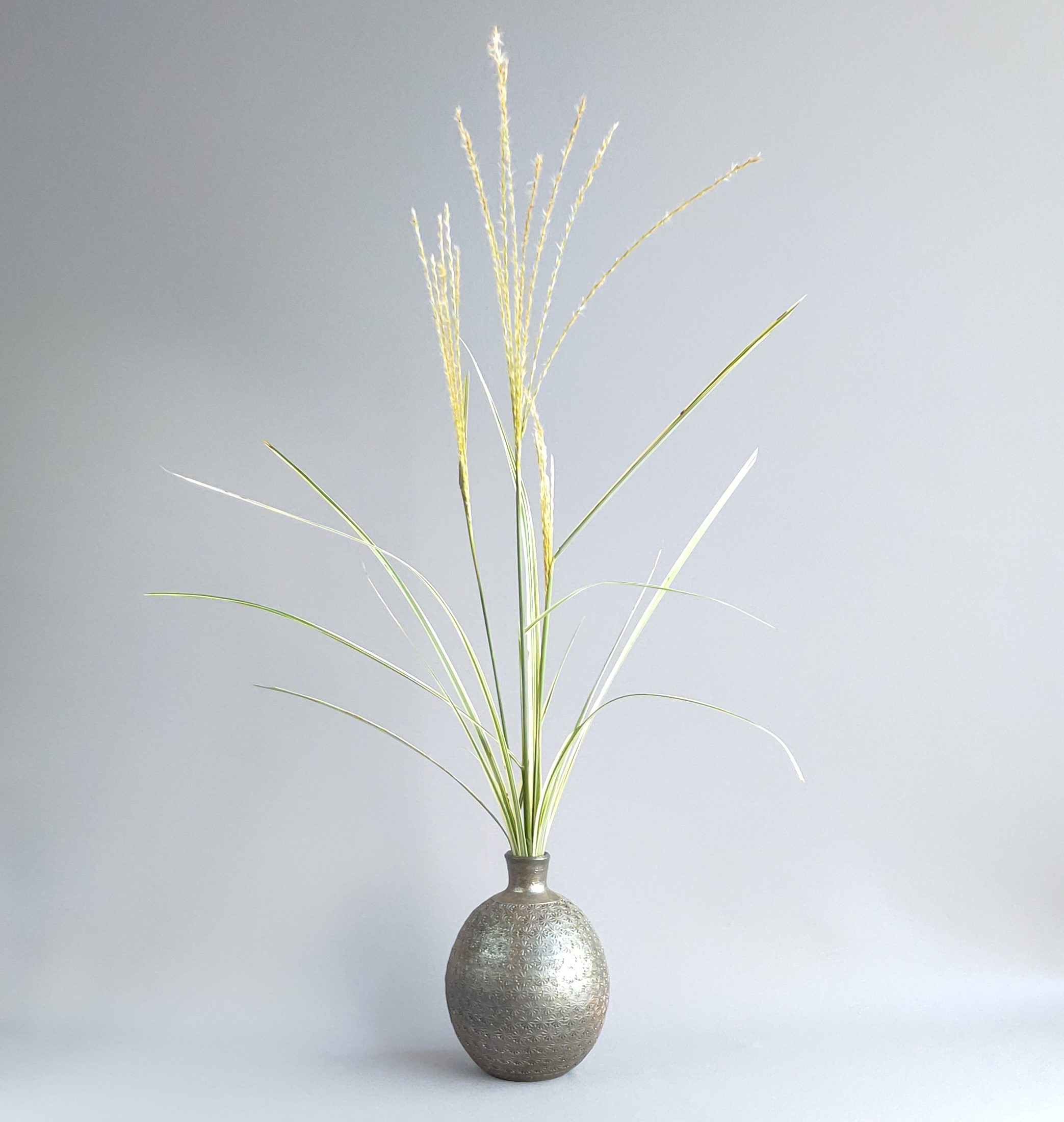 花入れ　印花　焼締め　薪窯　【商品番号：00238】