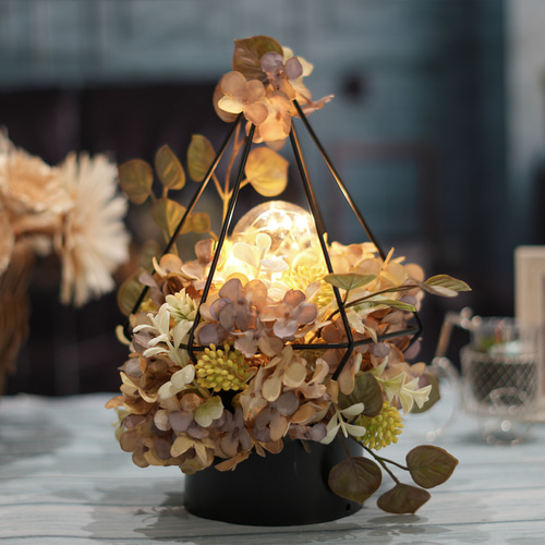 アーティフィシャルフラワーのランプ☆紫陽花ミルキー（スタンド