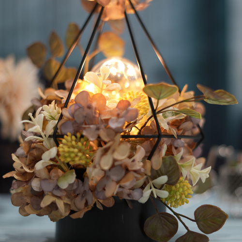 アーティフィシャルフラワーのランプ☆紫陽花ミルキー（スタンド