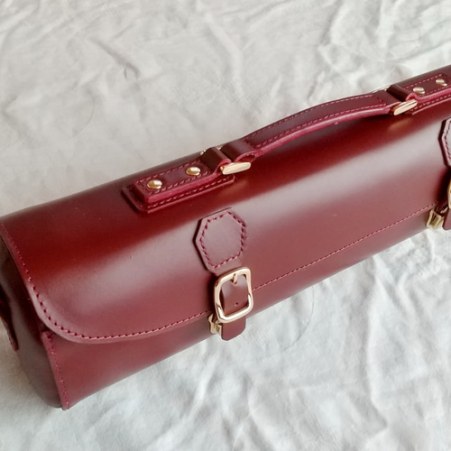 Ka様ご注文のフルートケースカバー（カブセ式・ワインレッド色