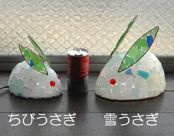 シーグラスのランプ　桜貝とちびうさぎのランプ　1 5枚目の画像