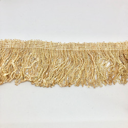 【50cm単位】ベージュゴールドフリンジ　インド刺繍リボンハンドメイド材料　りぼん素材 2枚目の画像
