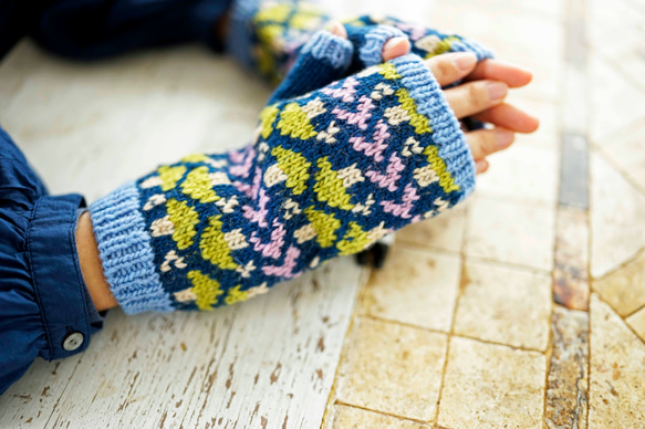 【即納可】ウール・編み込み手袋（N-410105）・ペルーニット 10枚目の画像