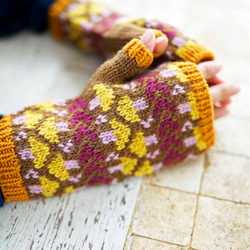 【即納可】ウール・編み込み手袋（N-410105）・ペルーニット 5枚目の画像