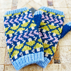 【即納可】ウール・編み込み手袋（N-410105）・ペルーニット 4枚目の画像