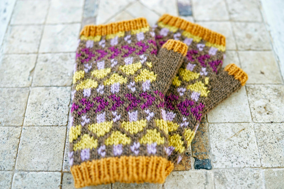 【即納可】ウール・編み込み手袋（N-410105）・ペルーニット 2枚目の画像