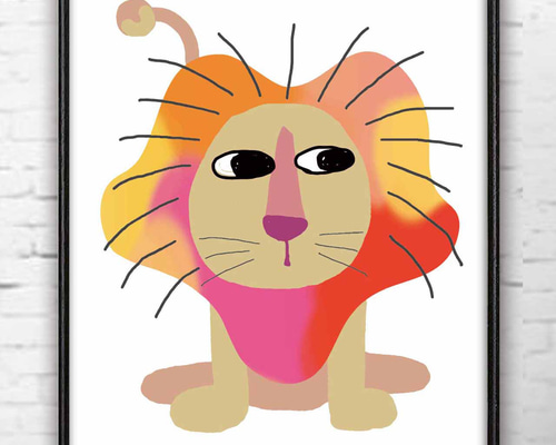 カラフルライオンのアート作品 Colorful Lion Painting