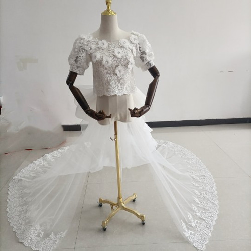 バックリボン パーティードレス ビスチェ ロング 上品 韓国 上品 魅惑の花レース 編み上げ ロビスチェボレロ +ふっくら