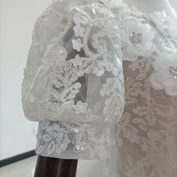 上品  魅惑の花レース 編み上げ ロビスチェボレロ +ふっくら柔らかなバックリボンオーバースカート華やかなトレーン 8枚目の画像