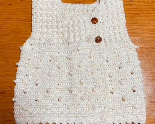 ハンドメイド かぎ編み フリルニットベスト グレー×ピンク　ラッフルベスト ワッフル模様 かぎ針編み ベビーベスト ベビー服 Hiromi I 通販