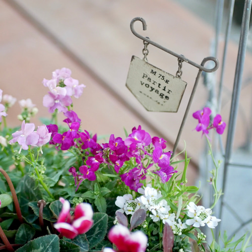 心に寄り添う 寄せ植え グラスファイバー アンティーク調 クロック鉢