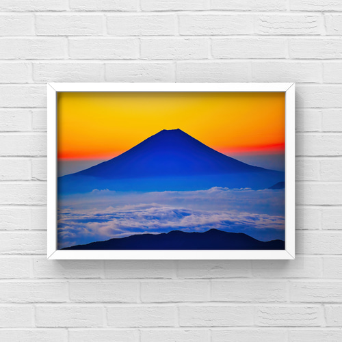 山岳風景写真 〜Silhouette〜 （富士山・朝焼け・夏・登山／送料