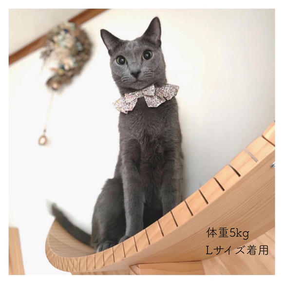 猫 犬 首輪 フリルスタイ リバティプリント × Nancy Ann パープル ラッピング無料 15枚目の画像