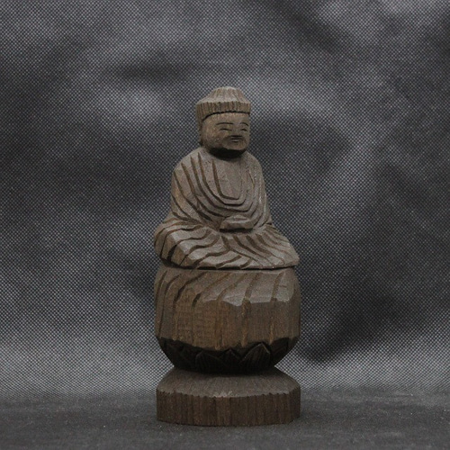 仏像 円空仏 木彫 薬師三尊(14/16/14cmcm 着色 yn3zon3505) 雕刻 円空