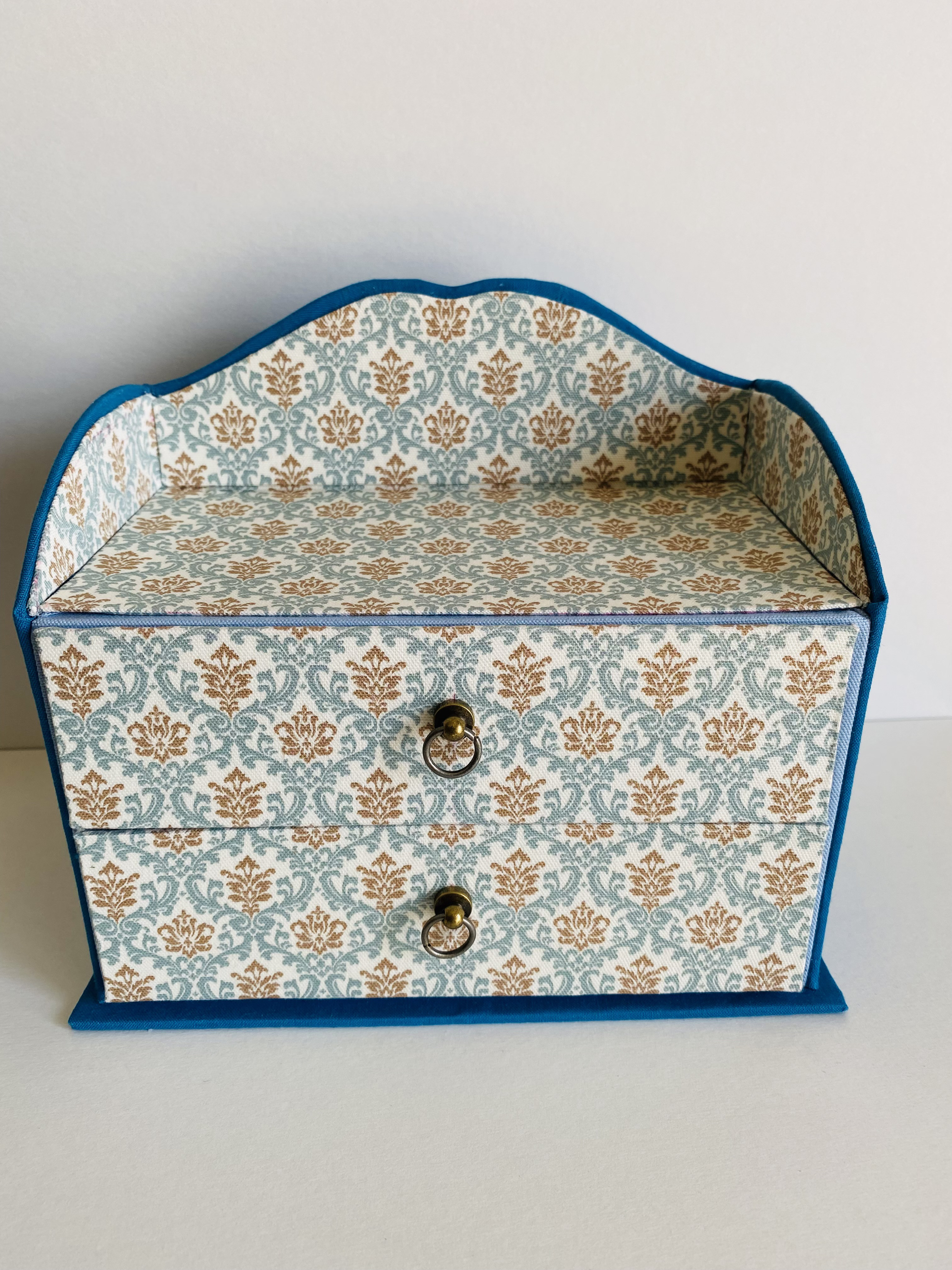 アンティークカルトナージュ小花柄の引き出し付BOX