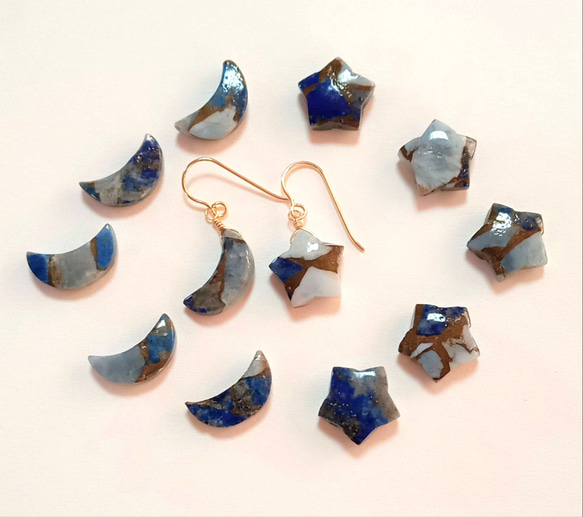 14kgfブルーオパールカービングチャーム 14kgfブルーオパール スクエア