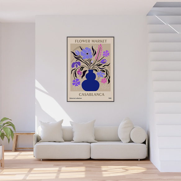 抽象画 ボタニカル パープル花瓶 Flower Market / インテリアポスター 海外アート /4521 6枚目の画像
