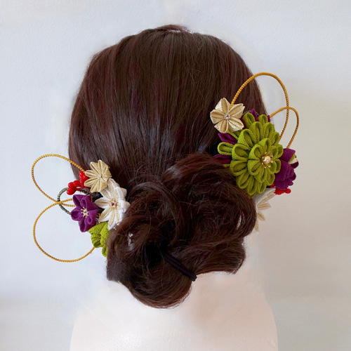 つまみ細工 髪飾り ヘアクリップをUピンに変更