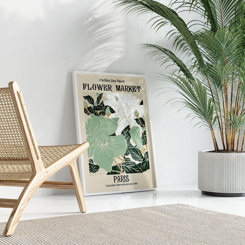 アートポスター フラワーマーケット ボタニカル レトロ 北欧風 モダン
