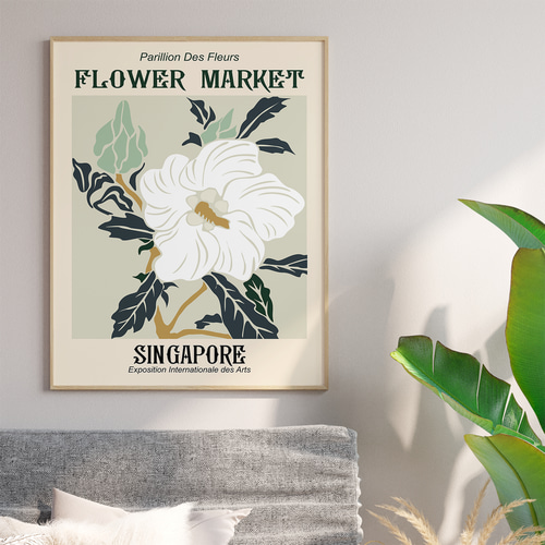 アートポスター フラワーマーケット ボタニカル レトロ 北欧風 モダン