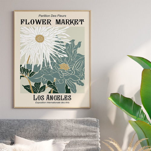 アートポスター フラワーマーケット ボタニカル レトロ 北欧風 モダン