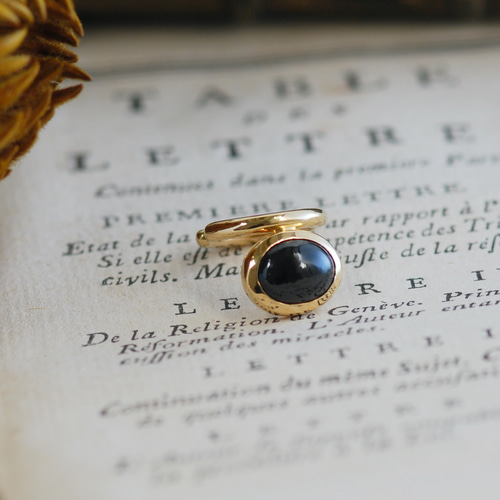 ブラックスピネル 天然石イヤーカフ（片耳） イヤーカフ ダブルムーン