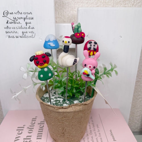 ガーデンピック ハンドメイド お正月ピック 多肉植物 1300円 その他