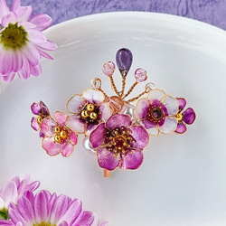 春を告げる花・梅の花 ( 紫・紅・薄紅藤 ・実 ) 　アーチ型　ボニーフック　 1枚目の画像