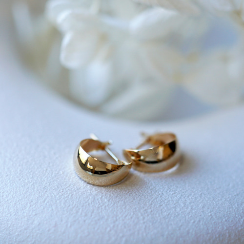 k10 フープ　ムーンフープ　ピアス 送料無料】K10 ムーンフープピアス 5mm×10mm ペア ピアス