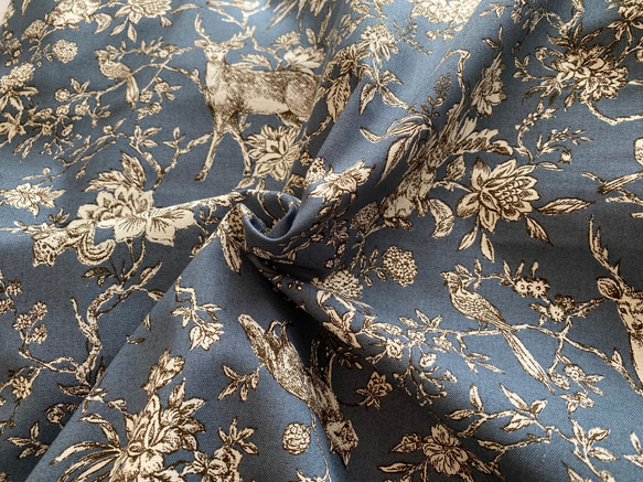 人気生地！『トワルドジュイ Toile de Jouy フォレスト ダークブルー
