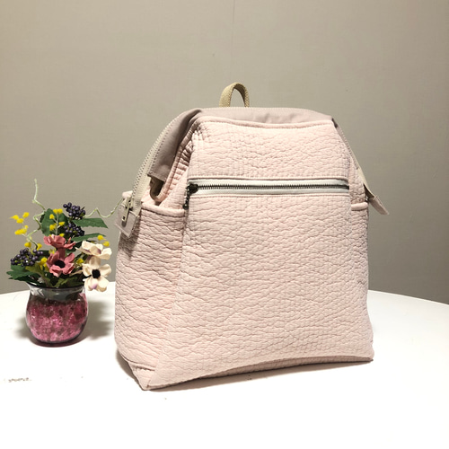 大人のリュック ヌビキルティング ベージュピンク ファッション小物