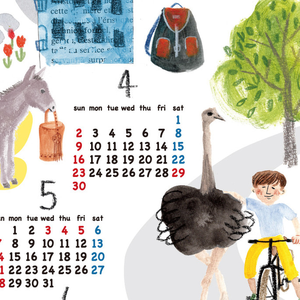 A3カレンダーポスター2023 動物とこども　チーター　サイ　シマウマ　 3枚目の画像