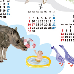 A3カレンダーポスター2023 動物とこども　チーター　サイ　シマウマ　 4枚目の画像
