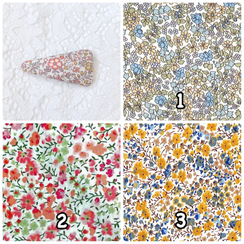 ღ三角パッチンピンღ small リバティプリント キッズヘアアクセサリー