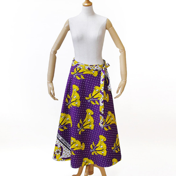 カンガの巻きスカート｜アフリカ布スカート ロングスカート アフリカンプリント 1枚目の画像