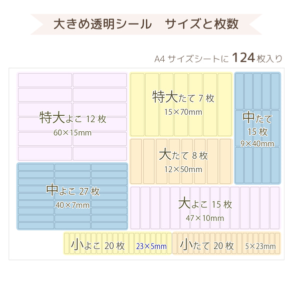 セット販売！【新一年生のための2点セット】算数セット用&透明大きめシール　防水　耐水　お名前シール　名前シール 3枚目の画像