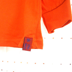 長袖Tシャツ・ギラギラ金色ひよこヒヨコ・４T(100cm対応サイズ)オレンジ・手描き一点もの＊chobico＊ 4枚目の画像