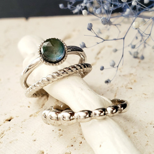 新作）ご褒美2点セット❤️選べる天然石、重ね付けマルチリングRS-229