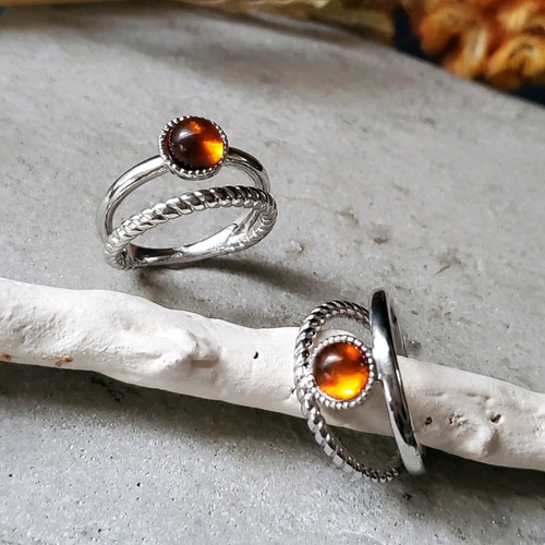 新作）ご褒美2点セット❤️選べる天然石、重ね付けマルチリングRS-229