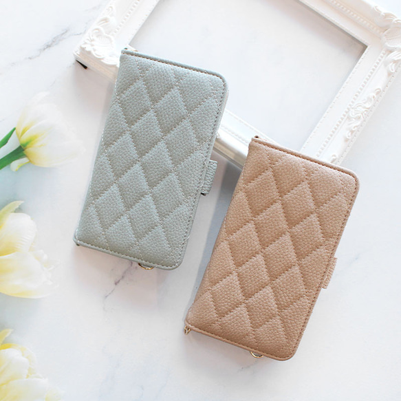 全機種対応【くすみレザーorキルティング手帳ケース】カードが