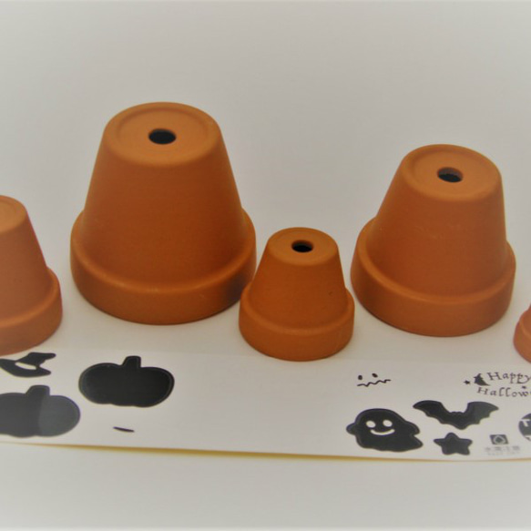 自然素材エコクラフト　ミニ鉢　　ハロウィン用ミニ鉢　アソート５ケ入 3枚目の画像