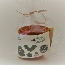 自然素材エコクラフト　ミニ鉢　　ハロウィン用ミニ鉢　アソート５ケ入 1枚目の画像