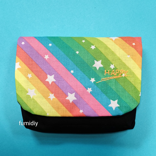 再販✳︎ハンドメイド✳︎ 巾着 レインボー 虹 グリーン 深緑